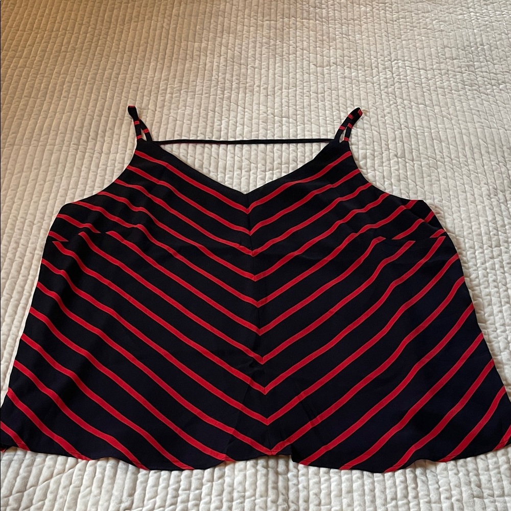 LOFT Plus Navy and Red Striped Camisole